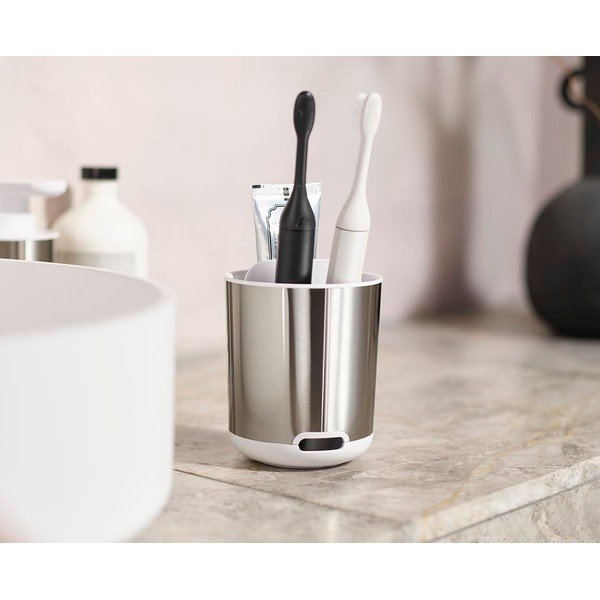 Čaša za četkice za zube od nehrđajućeg čelika u srebrnoj boji Duo Steel – Joseph Joseph-image-2
