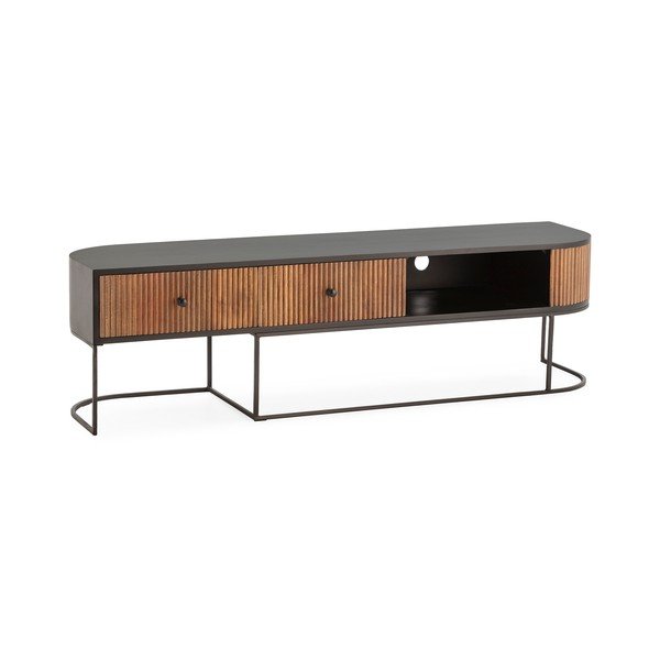 TV komoda od masivnog manga u prirodnoj boji 160x45x40 cm Curve – MOME