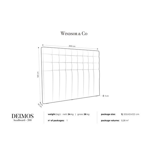 Krem uzglavlje Windsor &amp; Co Sofas Deimos, 200 x 120 cm-image-3