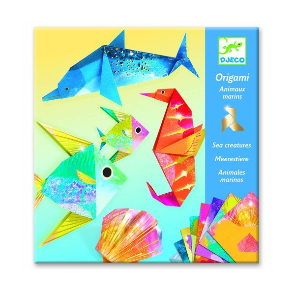 Komplet od 24 origami papira s uputama Djeco Neon Glam Sea-image-1