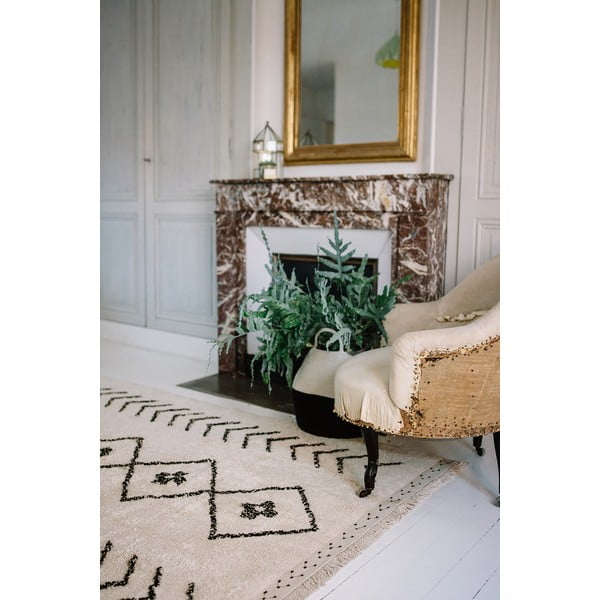 Krem periv/ručno rađen pamučan tepih 170x120 cm Bereber Rhombs – Lorena Canals-image-4