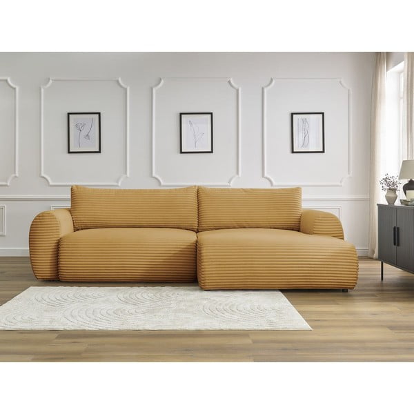 Senf žuta sklopiva kutna garnitura od samta (s desnim kutom) Lucien – Bobochic Paris-image-1