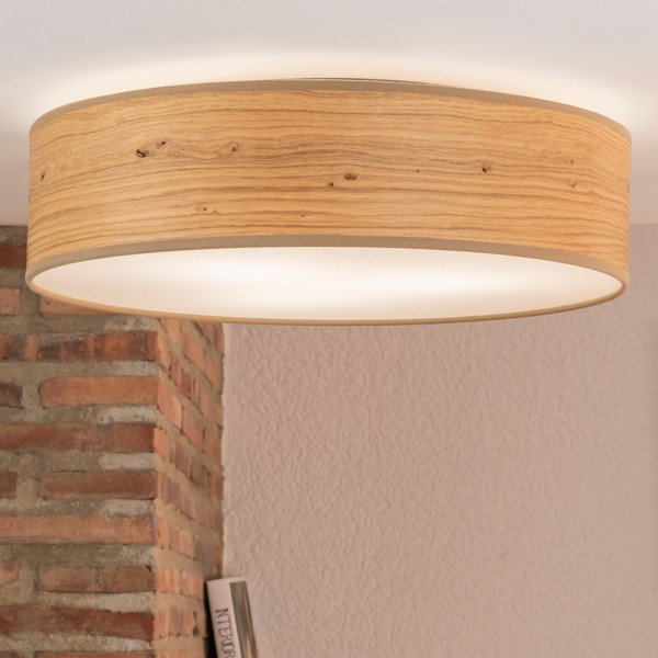Svjetlosmeđa stropna svjetiljka sa sjenilom od prirodnog furnira Sotto Luce Ocho, ⌀ 40 cm-image-1