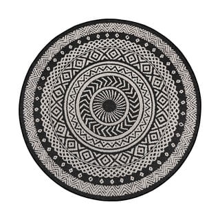 Crno-sivi vanjski tepih ragami krug, Ø 120 cm