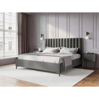 Sivi tapecirani bračni krevet s prostorom za pohranu s podnicom 180x200 cm Casey – Mazzini Beds