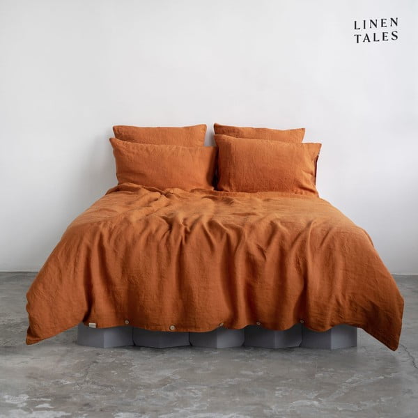 Lanena posteljina za jedan krevet u boji cigle 135x200 cm - Linen Tales