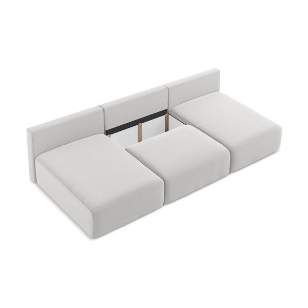 Svijetlo siva baršunasti sklopiva/s prostorom za odlaganje kutna garnitura (u obliku slova "U") Kalena – Makamii-image-4