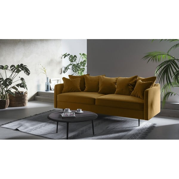 Žuti baršunasti kauč Ghado Esme, 214 cm-image-1