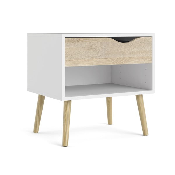 Bijeli/u prirodnoj boji noćni ormarić Oslo – Tvilum-image-2