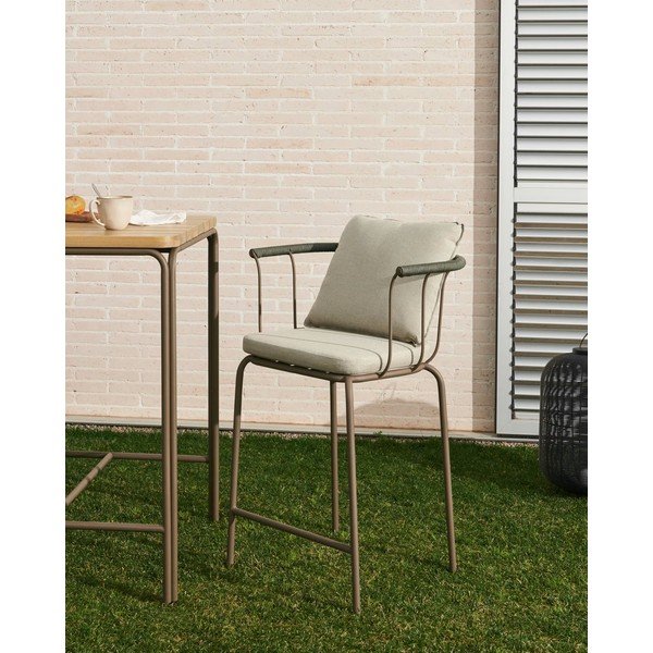 Svijetlo zelena vrtna barska stolica Salguer - Kave Home-image-1