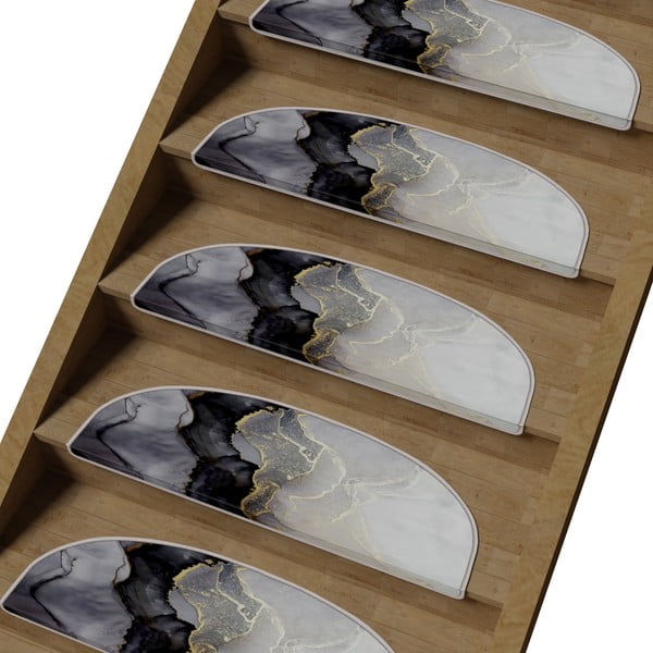 Crno-bijeli set tepiha za stepenice 16 kom 20x65 cm Golden Marble – Vitaus-image-1