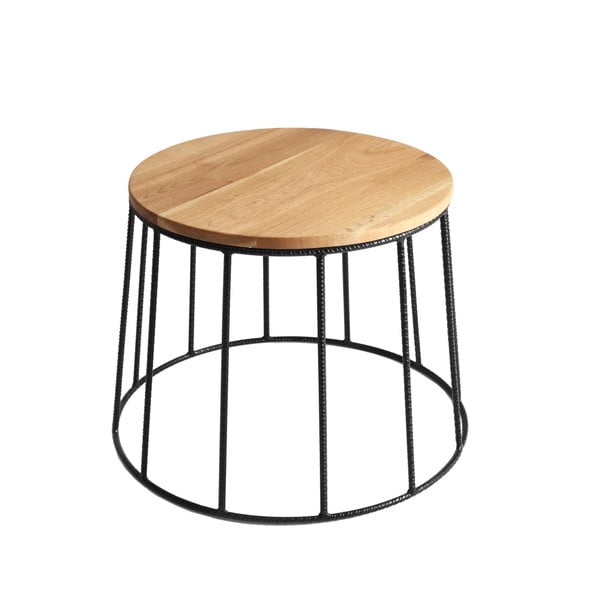 Stol za kavu s crnom konstrukcijom i pločom u dekoru od hrastovog drveta Custom Form Memo, ⌀ 50 cm