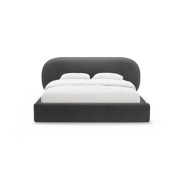 Tamno sivi tapecirani bračni krevet s prostorom za odlaganje s podnicom 160x200 cm Ovalo – Micadoni -image-4