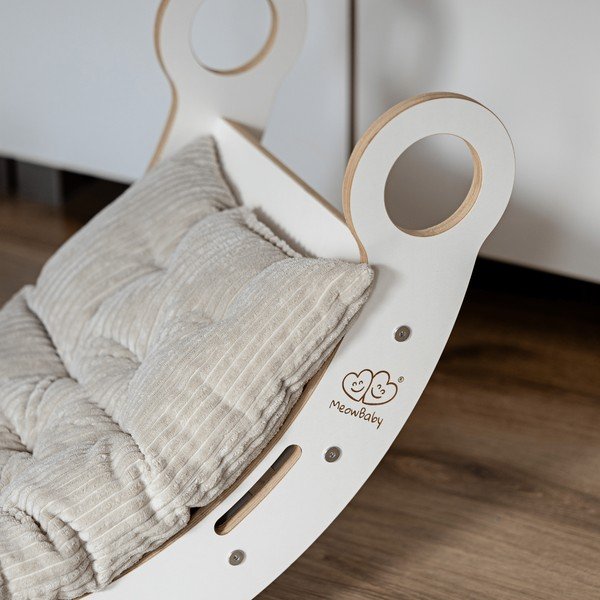 Bijela/bež ljuljačka od masivnog bora 39x75x38 cm Montessori – Meowbaby-image-1