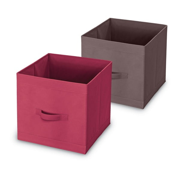 Kutija za odlaganje s ručkama u crvenoj boji Domopak