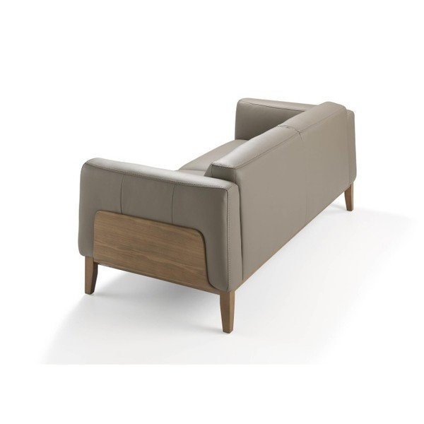 Siva sofa od kože i drveta Ángel Cerdá, 209 cm-image-2