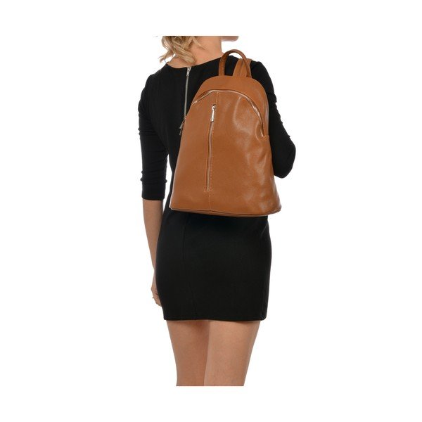 Smeđi kožni ruksak Carla Ferreri, 37 x 32 cm-image-2