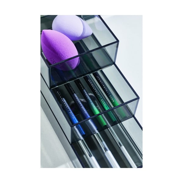 Mat crni kupaonski organizatori za kozmetiku od reciklirane plastike u setu od 3 kom Stack & Slide - iDesign-image-4