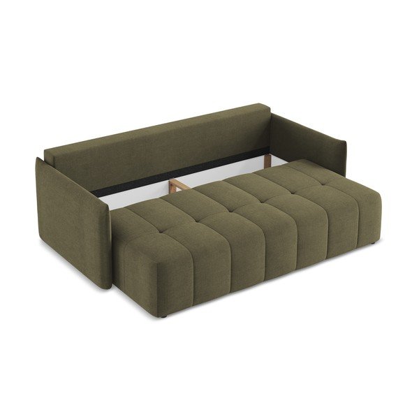 Kaki zelena sklopiva/s prostorom za odlaganje sofa 225 cm Moku – Makamii-image-4