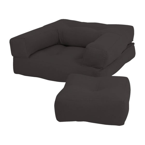 Dječja stolica sa tabureom Karup Design Mini Cube Dark Grey
