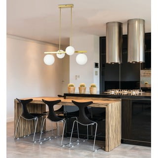 Bijela/u zlatnoj boji viseća svjetiljka sa staklenim sjenilom Kama – Candellux Lighting