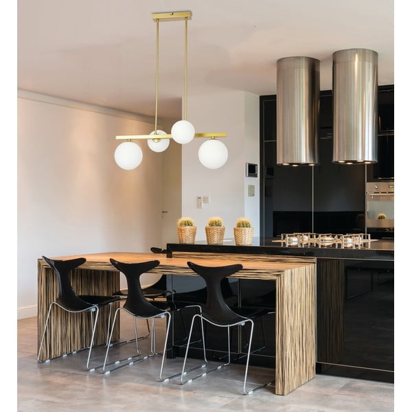 Bijela/u zlatnoj boji viseća svjetiljka sa staklenim sjenilom Kama – Candellux Lighting-image-1