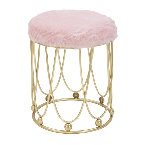 Ružičasta tapecirana stolica sa željeznom konstrukcijom u zlatnoj boji Mauro Ferretti Amelia