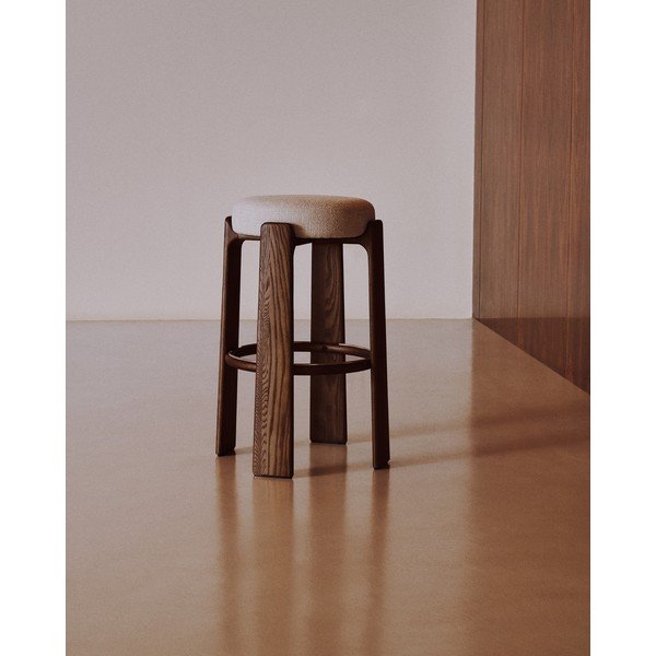 Bež/u tamnoj prirodnoj boji barska stolica od čvrste jeseni (visine sjedala 75 cm) Granite – Kave Home-image-4