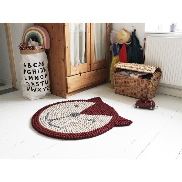 Dječji tepih od vunenih pompona Wooldot Ball Rugs Fox, ⌀ 90 cm-image-1