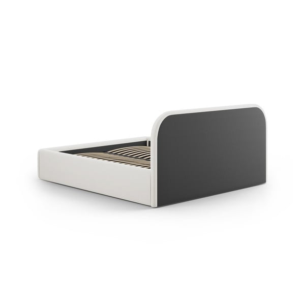 Bež tapecirani bračni krevet s prostorom za odlaganje s podnicom 180x200 cm Juno – Windsor & Co Sofas-image-4