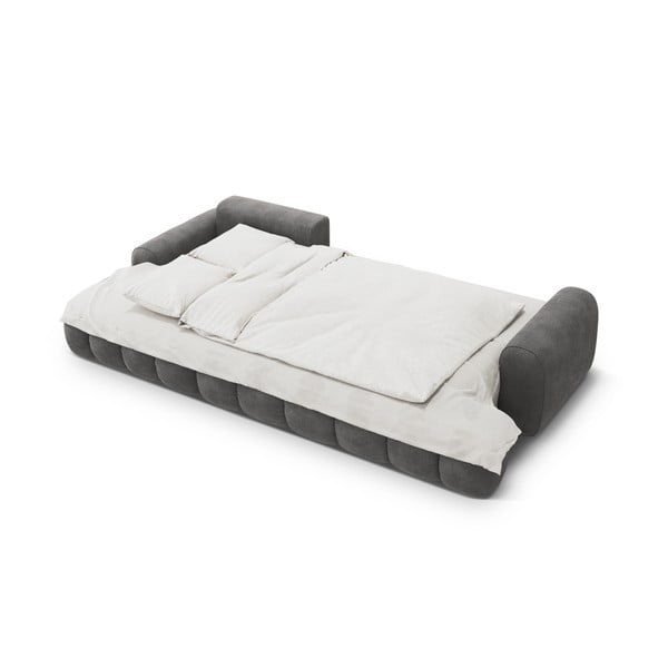 Siva baršunasti sklopiva/s prostorom za odlaganje kutna garnitura (s lijevim kutom/s ležaljkom) Linz – Cosmopolitan Design-image-4