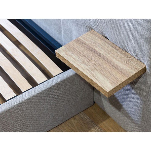 Svijetlo sivi tapecirani bračni krevet s prostorom za odlaganje s podnicom 160x200 cm Blandine – Bobochic Paris-image-4