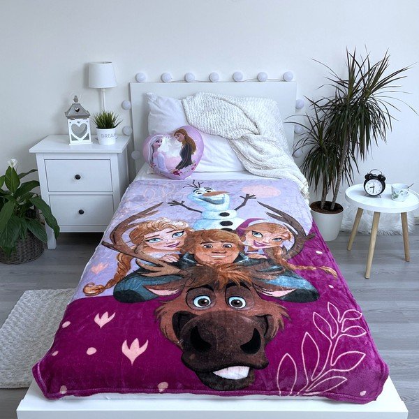 Ljubičasta deka za bebe od mikropliša 100x150 cm Frozen Family – Jerry Fabrics-image-2