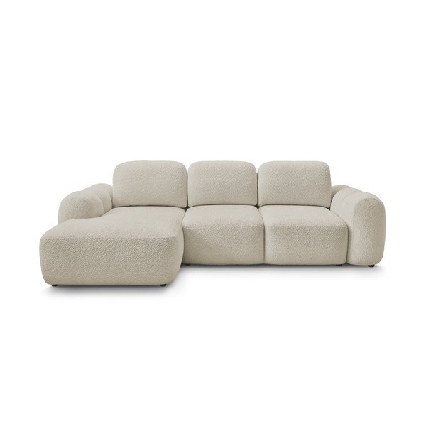 Bež sklopiva/s prostorom za odlaganje kutna garnitura od bouclé tkanine (s lijevim kutom/s ležaljkom) Montaigne – Bobochic Paris