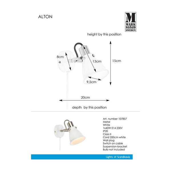 Bijela zidna svjetiljka Markslöjd Alton-image-1