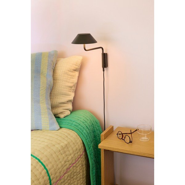 Crna metalna LED zidna lampa s mogućnosti zatamnjivanja s utikačem ø 30 cm Cover – Hübsch-image-1
