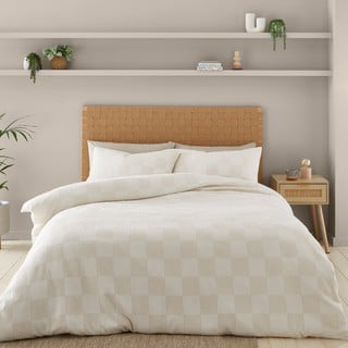 Krem posteljina za bračni krevet/za produženi krevet od boucle tkanine 230x220 cm Cosy Checkerboard – Catherine Lansfield