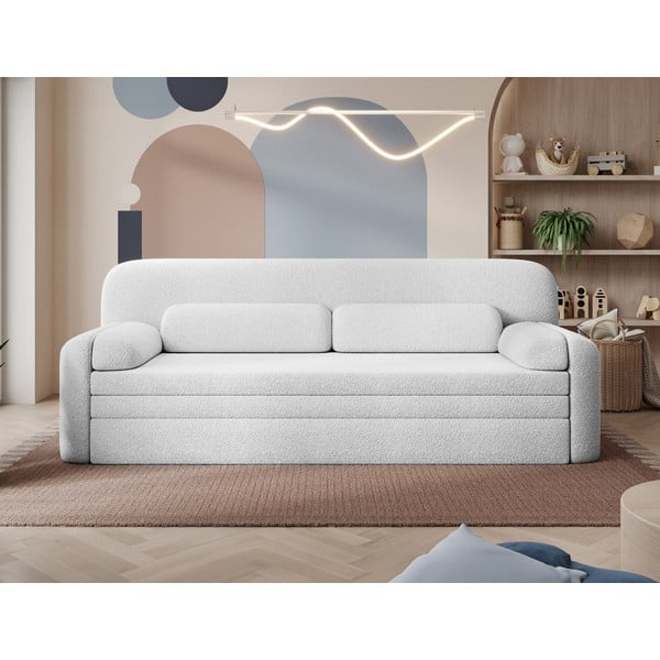 Bijela sklopiva/s prostorom za odlaganje sofa od bouclé tkanine 236 cm Elioss – ELTAP-image-1