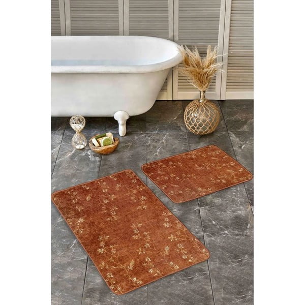 Smeđe od samta kupaonske prostirke u setu 2 kom 60x100 cm – Mila Home-image-2
