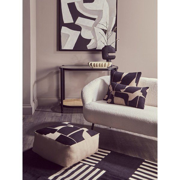 Crni/u prirodnoj boji pomoćni stol sa staklenom pločom stola 49x100 cm Cebu – Premier Housewares-image-2