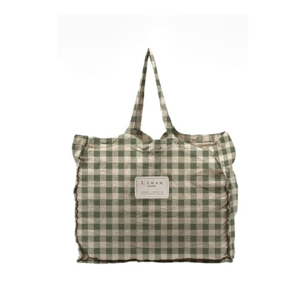 Platnena torba za kruh Really Nice Things Linen Bag Green Vichy