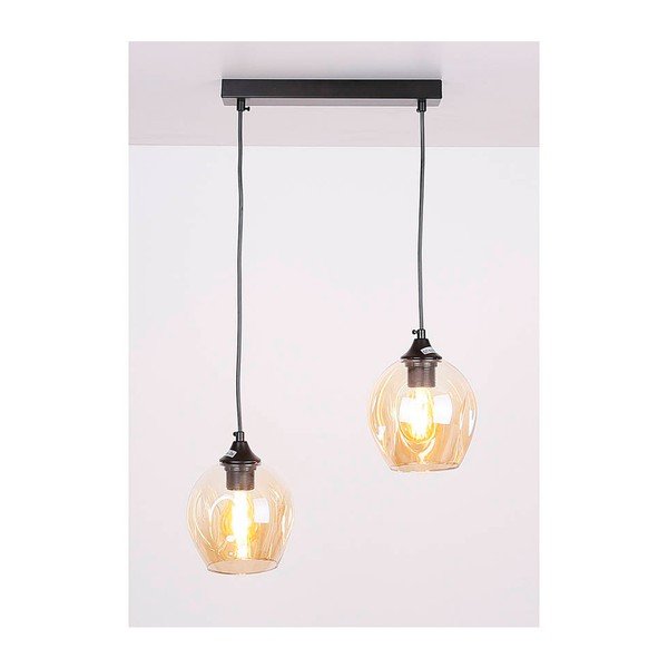 Crno viseće svjetlo sa staklenim sjenilom 14x48 cm Aspa - Candellux Lighting-image-1