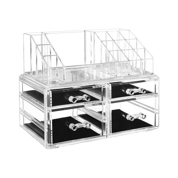 Prozirni akrilni organizator s 4 ladice za nakit i kozmetiku Songmics Luna-image-2