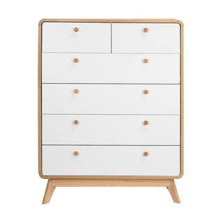 Bijela/u prirodnoj boji visoka komoda u dekoru hrasta 81x104 cm Caitlin – Støraa