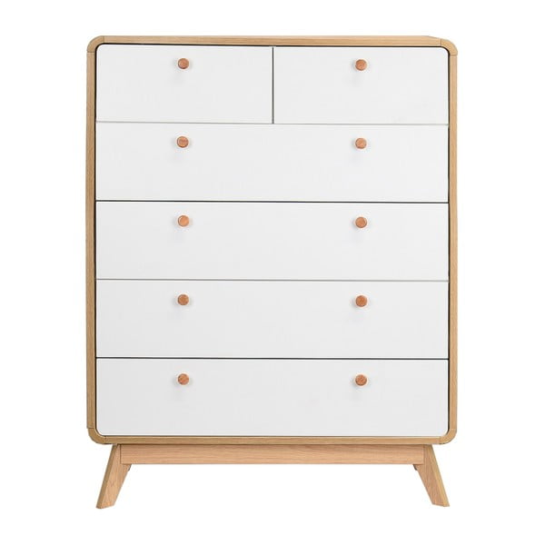 Bijela/u prirodnoj boji visoka komoda u dekoru hrasta 81x104 cm Caitlin – Støraa-image-3