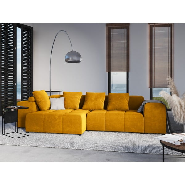 Žuti baršunasti jastuk za modularnu sofu Rome Velvet - Cosmopolitan Design-image-4