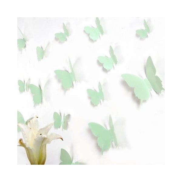 Set od 12 zelenih 3D naljepnica Ambiance Butterflies
