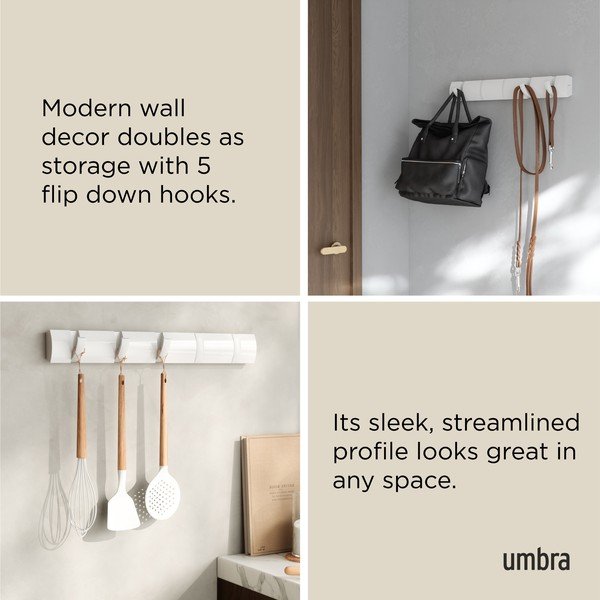 Mat bijela zidna vješalica od masivnog bora 51 cm Flip – Umbra-image-4
