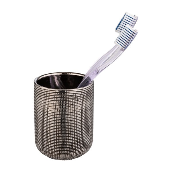 Keramička čaša za četkice za zube u srebrnoj boji Rivara – Wenko-image-2