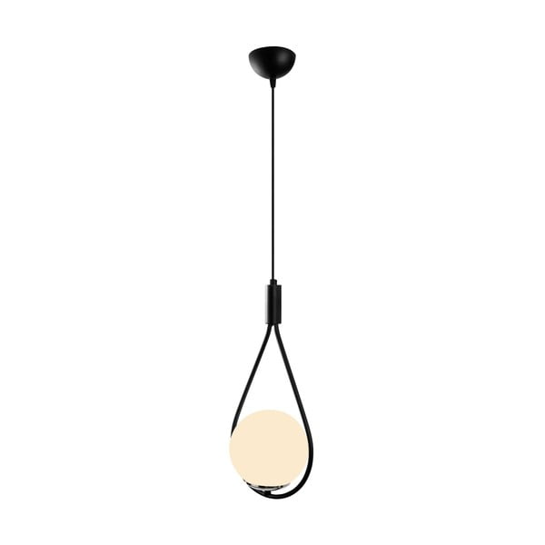 Crno-bijela viseća svjetiljka sa staklenim sjenilom Mudoni – Opviq lights-image-2